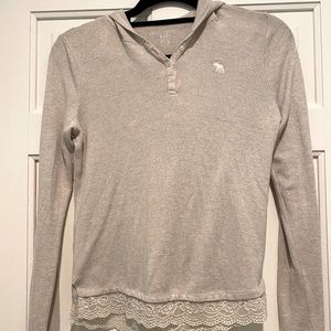 Abercrombie Grey Hoodie with lace trim